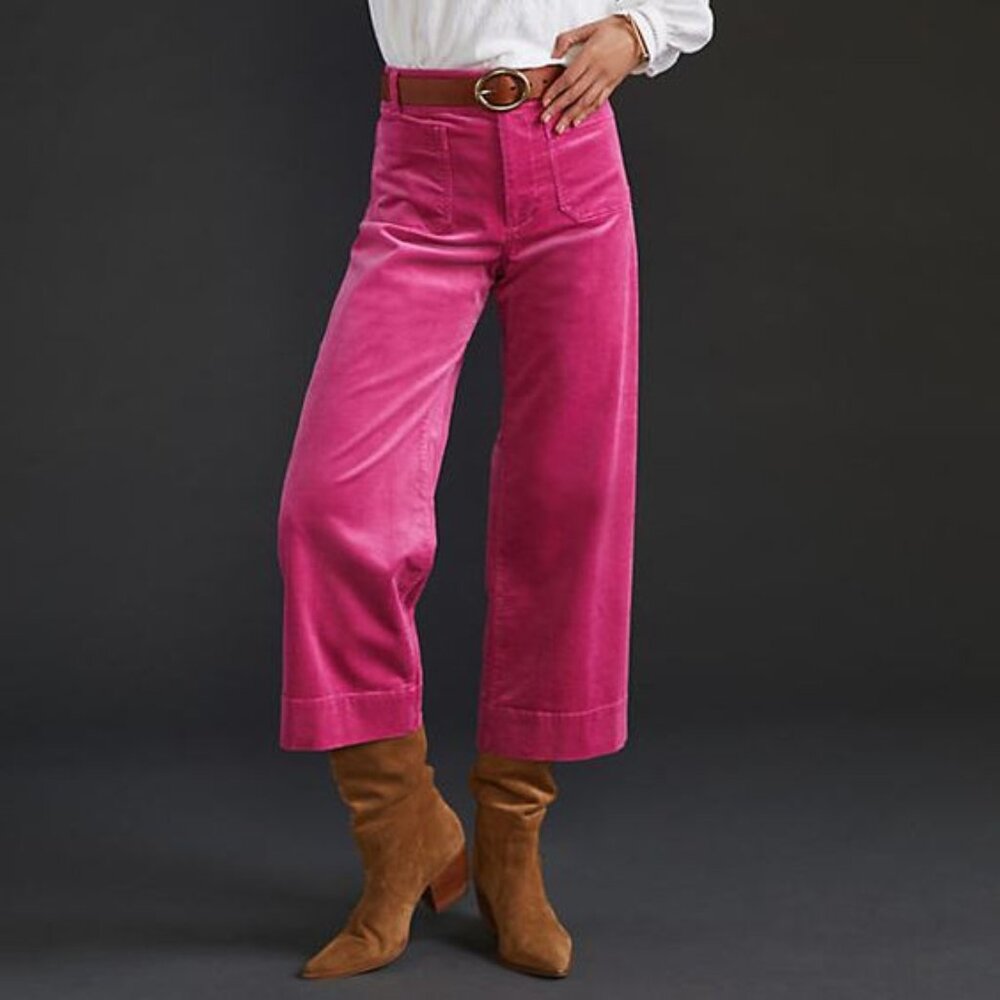 Like New - Anthropologie The Colette Cropped Wide-Leg Pants by Maeve: Corduroy